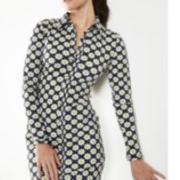 GLAMOROUS SIXTIES FLOWER JERSEY LONG SLEEVE BODYCON DRESS WITH COLLAR NWT 6 - Picture 1 of 14